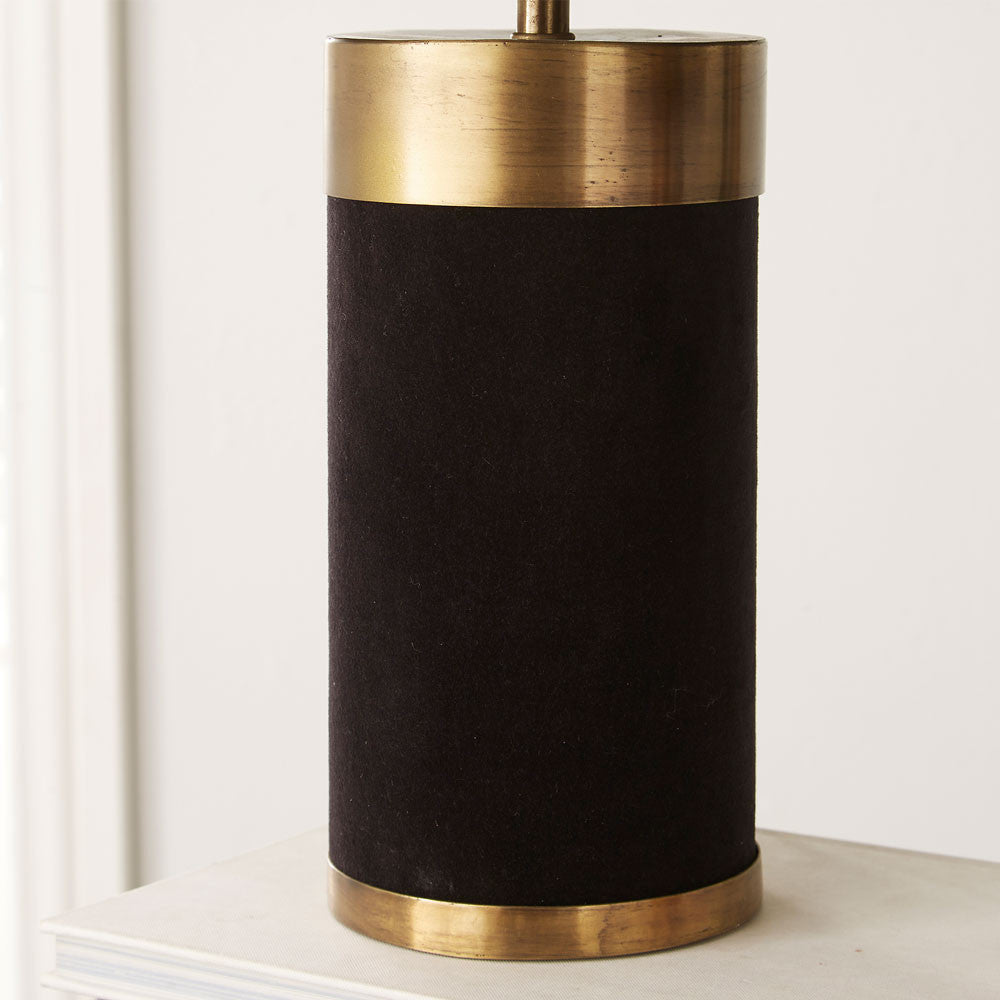 Dempsey Black Velvet & Antique Gold Metal Table Lamp - Base Only